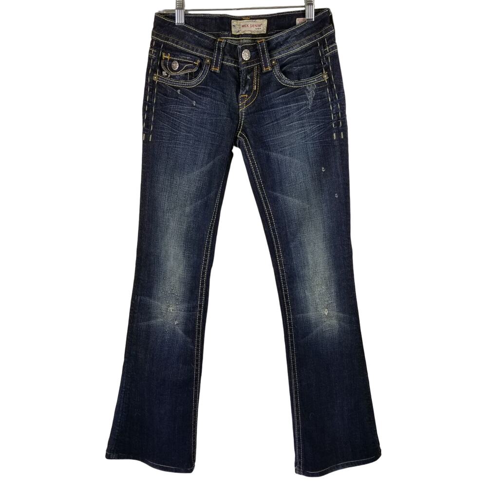 MEK Denim Buckle Oldham Bootcut Whiskering Distressed Jean's 25/34